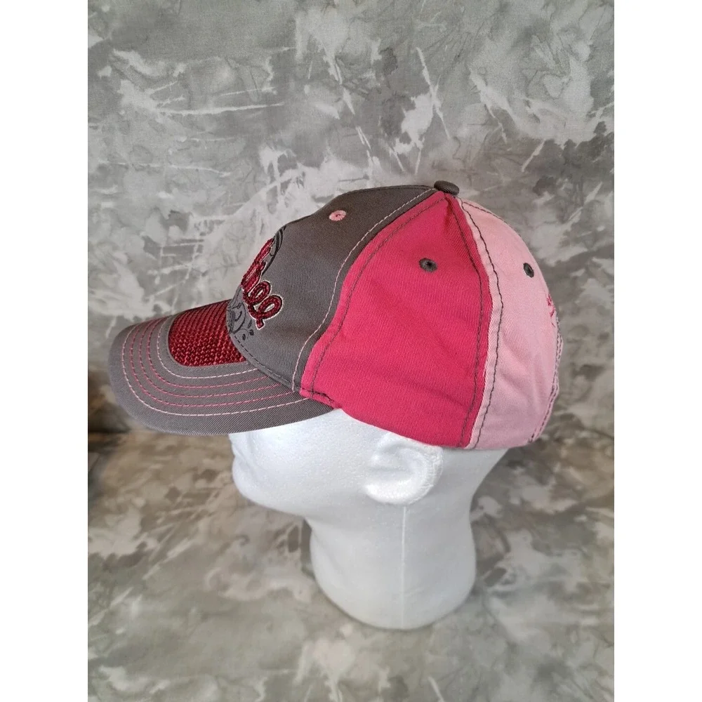 Womens Sequined Realtree Spell Out Pink Camo Hat Ball Cap